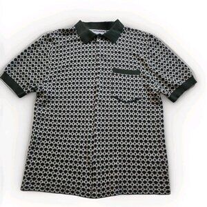 Percival Knit Shirt Mens M Green Jacquard Casa Piccante Celebrity Wear Polished